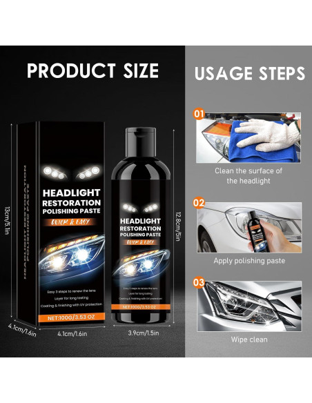 Kit de Restauración de Faros BaiKupo 2PCS - Limpiador Profesional