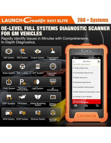 Escáner Diagnóstico Bidireccional LAUNCH Creader Elite GM
