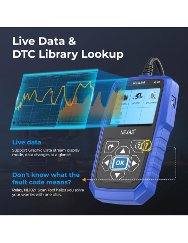 Escáner de Camiones NEXAS NL102 OBD2 Completo 0.85kg