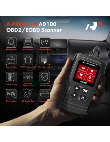 Escáner OBD2 A-Premium AD100 Herramienta de Diagnóstico Coche