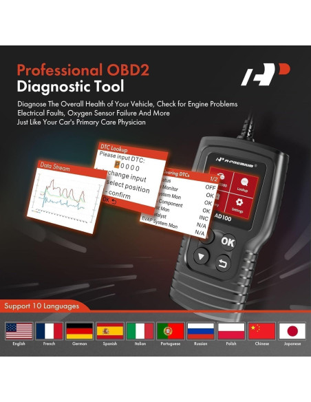 Escáner OBD2 A-Premium AD100 Herramienta de Diagnóstico Coche