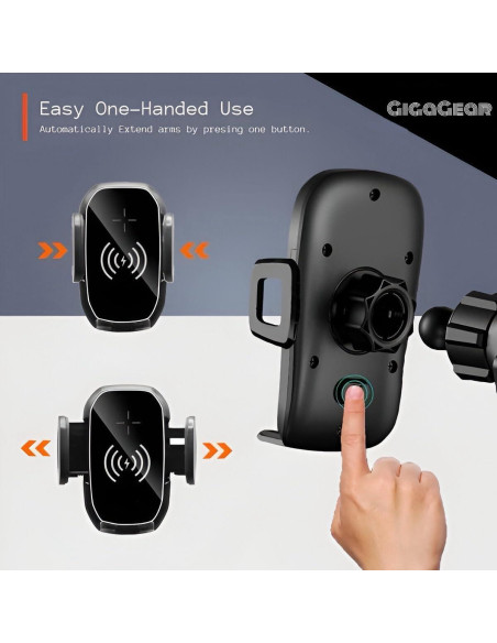 Soporte Cargador Inalámbrico Rápido Auto Gigagear 15W 360