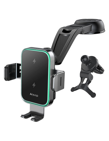 Cargador Inalámbrico Rápido 15W Aryuop para Auto con Soporte
