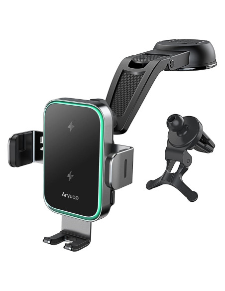 Cargador Inalámbrico Rápido 15W Aryuop para Auto con Soporte