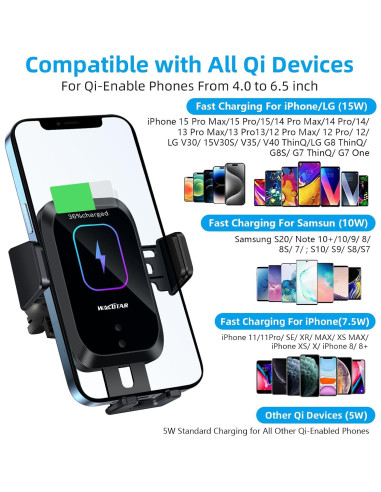 Soporte para Teléfono con Cargador Inalámbrico 15W Enomol