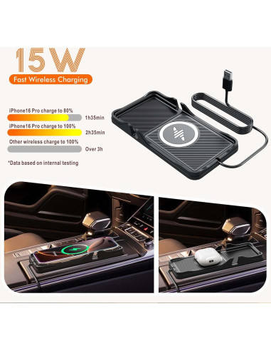 Base de Carga Inalámbrica para Auto LANSEMKU 15W Soporte Qi