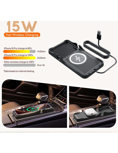 Base de Carga Inalámbrica para Auto LANSEMKU 15W Soporte Qi