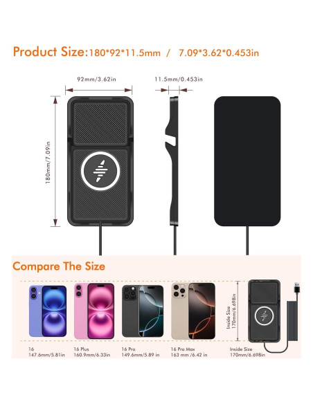 Base de Carga Inalámbrica para Auto LANSEMKU 15W Soporte Qi