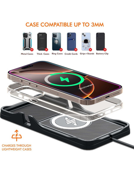 Base de Carga Inalámbrica para Auto LANSEMKU 15W Soporte Qi