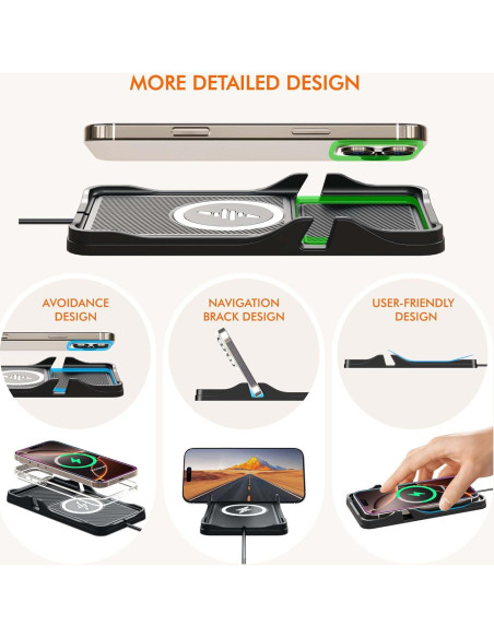 Base de Carga Inalámbrica para Auto LANSEMKU 15W Soporte Qi