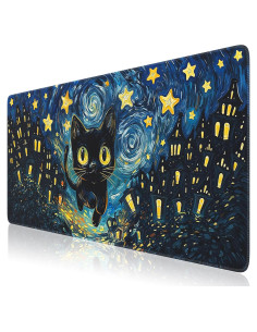 Alfombrilla de Escritorio iCasso XL Gato Negro 90x40 cm Antideslizante