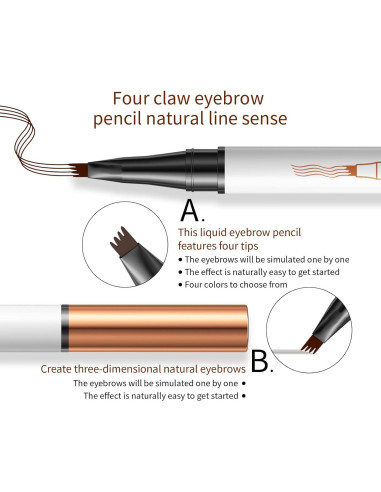 Lápiz de Cejas 4 Puntas Yulinlon Negro Impermeable 36h