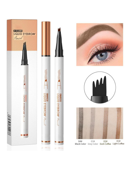 Lápiz de Cejas 4 Puntas Yulinlon Negro Impermeable 36h