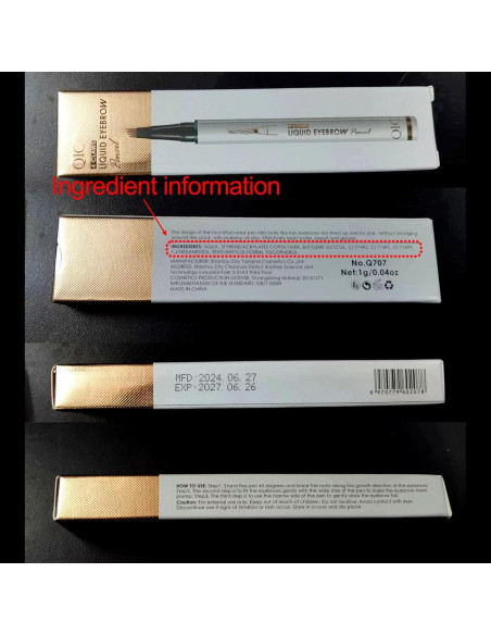 Lápiz de Cejas 4 Puntas Yulinlon Negro Impermeable 36h