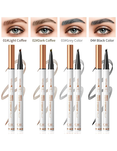 Lápiz de Cejas 4 Puntas Yulinlon Negro Impermeable 36h