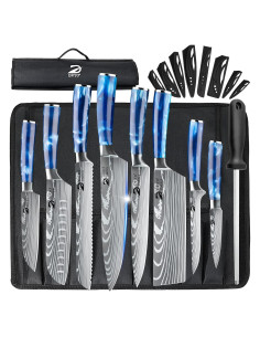 Conjunto de cuchillos Dfito Chef 9 piezas acero inoxidable Pakkawood