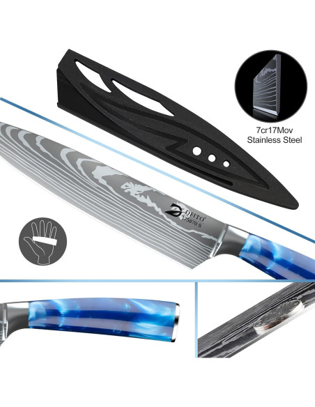 Conjunto de cuchillos Dfito Chef 9 piezas acero inoxidable Pakkawood