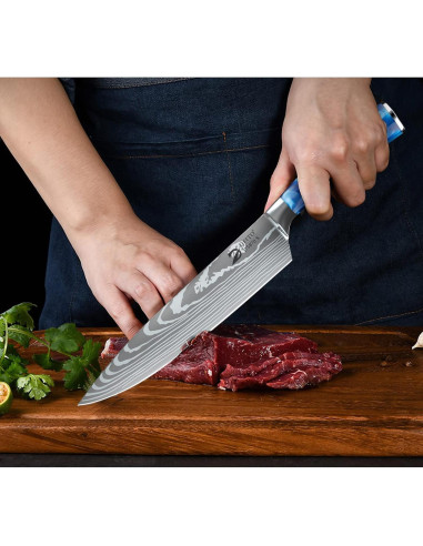 Conjunto de cuchillos Dfito Chef 9 piezas acero inoxidable Pakkawood