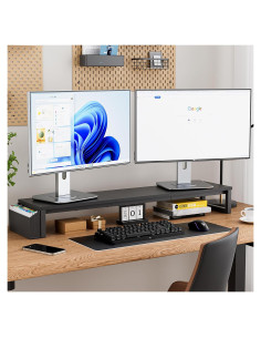Soporte Doble para Monitor VERSASKY 105 cm Ergonómico con Almacenamiento