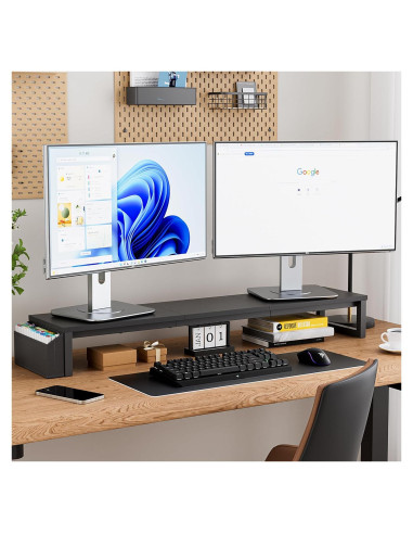 Soporte Doble para Monitor VERSASKY 105 cm Ergonómico con Almacenamiento