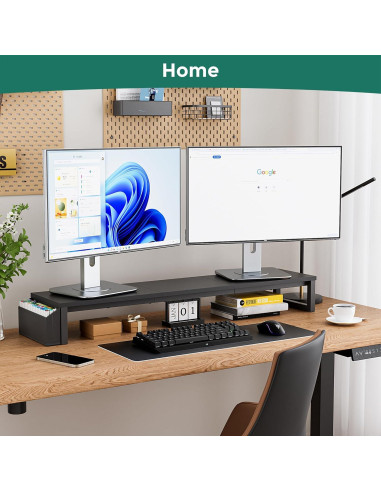 Soporte Doble para Monitor VERSASKY 105 cm Ergonómico con Almacenamiento