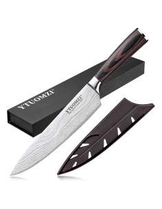 Cuchillo de Chef Ytuomzi 20 cm Acero Inoxidable Pakkawood