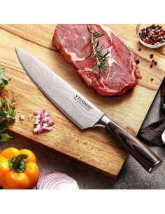 Cuchillo de Chef Ytuomzi 20 cm Acero Inoxidable Pakkawood 2