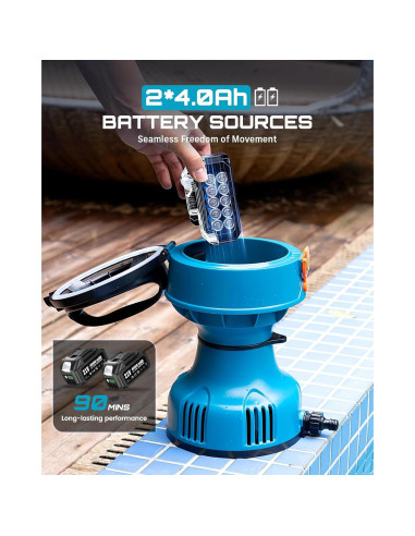 Bomba de Agua Flotante SEESII 720GPH 2 Baterías 4000mAh