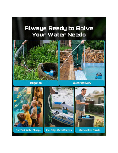 Bomba de Agua Flotante SEESII 720GPH 2 Baterías 4000mAh