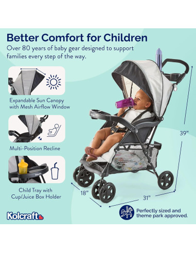 Carrito de Paraguas Kolcraft KL029 Gris Pizarra Ligero 5.9 kg