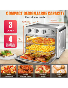 Freidora de Aire Geek Chef GTO16 16QT Acero Inoxidable 2