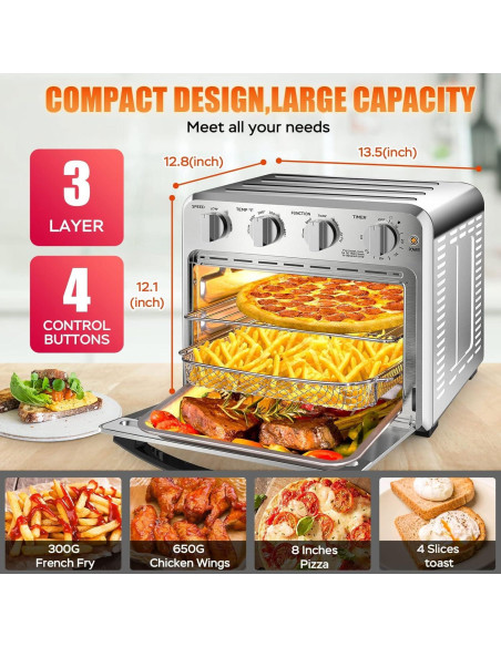 Freidora de Aire Geek Chef GTO16 16QT Acero Inoxidable