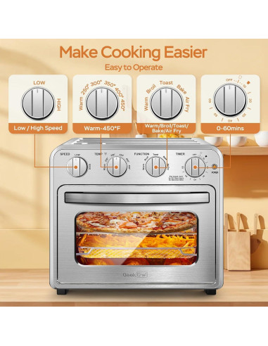 Freidora de Aire Geek Chef GTO16 16QT Acero Inoxidable