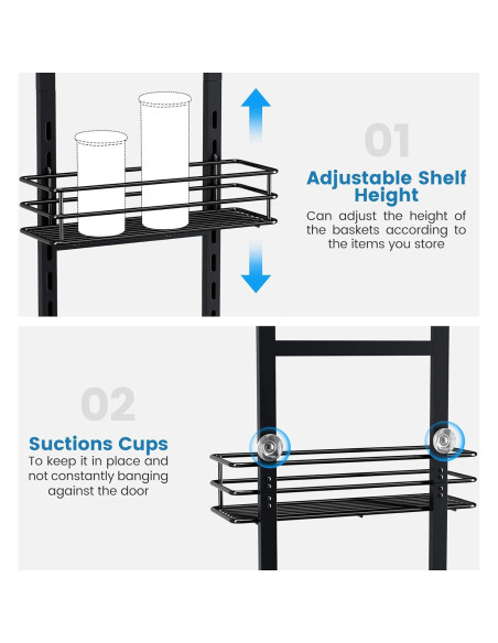 Organizador de despensa sobre puerta Purdaz 5 niveles ajustable Organizador de despensa sobre puerta Purdaz 5 niveles ajustable