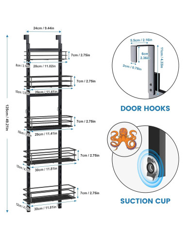 Organizador de despensa sobre puerta Purdaz 5 niveles ajustable