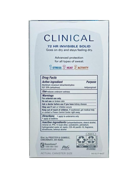 Desodorante Secret Clinical Completamente Limpio 3 Paquetes 45g Desodorante Secret Clinical Completamente Limpio 3 Paquetes 45g