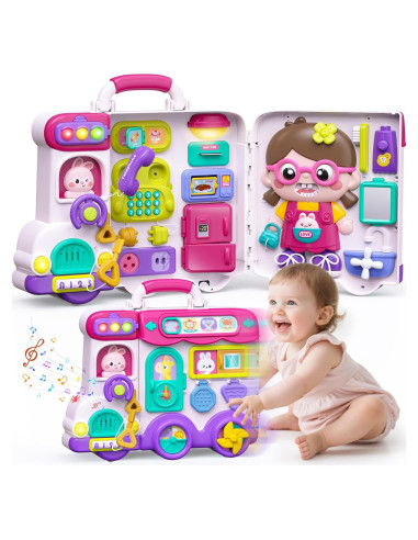 Juguete Busy Board Montessori Vanvimen 54-en-1 para Niños 1-3 Años