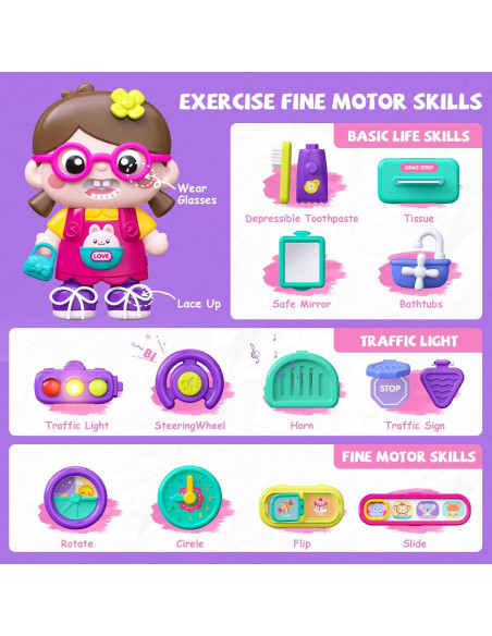 Juguete Busy Board Montessori Vanvimen 54-en-1 para Niños 1-3 Años