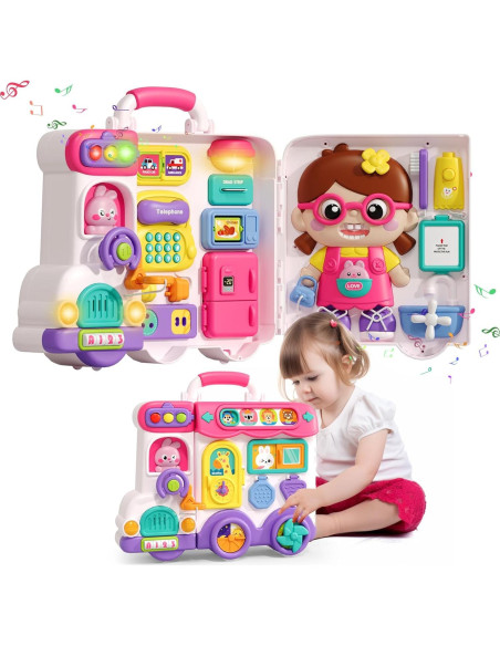 Juguete Busy Board Montessori Vanvimen 54-en-1 para Niños 1-3 Años