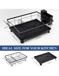 Estante para Secar Platos Homaxy Negro 42.93x32.99 cm Multifuncional 2