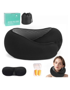 Almohada de Viaje Ergonomica Mlchdykcp Negra Espuma Viscoelástica