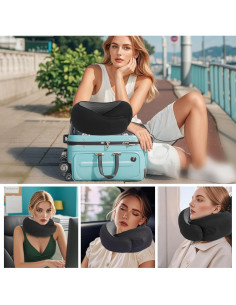 Almohada de Viaje Ergonomica Mlchdykcp Negra Espuma Viscoelástica 2