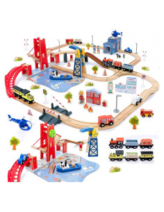 Conjunto de tren de madera Giant Bean 117 piezas para niños