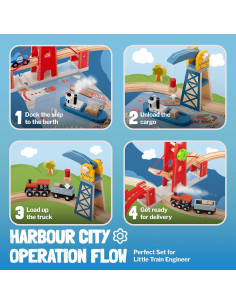 Conjunto de tren de madera Giant Bean 117 piezas para niños 2