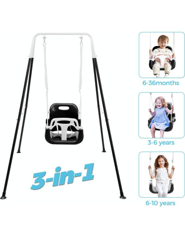 Columpio 3-en-1 FUNLIO para Niños Pequeños - Negro