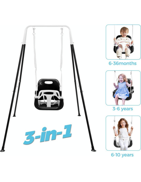 Columpio 3-en-1 FUNLIO para Niños Pequeños - Negro