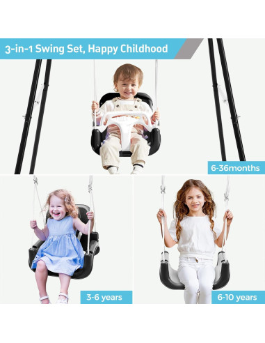 Columpio 3-en-1 FUNLIO para Niños Pequeños - Negro