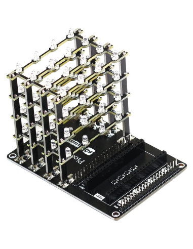 Cubo LED 4x4x4 HAT sb components para Raspberry Pi Pico Azul