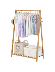 Perchero de Ropa de Bambú COOGOU de Pie 69.3x32x107.5 cm