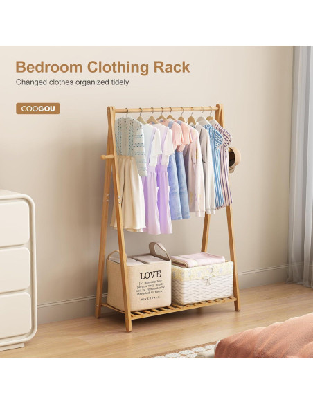 Perchero de Ropa de Bambú COOGOU de Pie 69.3x32x107.5 cm